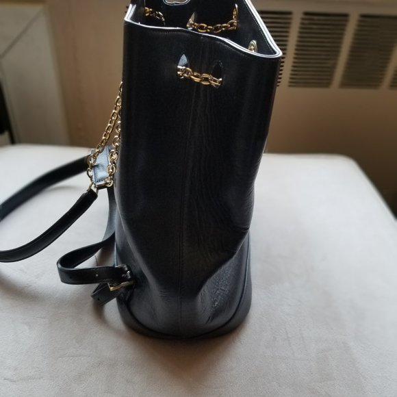 CHARLOTTE OLYMPIA CAT/FELINE BACK PACK/BACKPACK PURSE Black Leather, Gold Metal - Picture 8 of 10